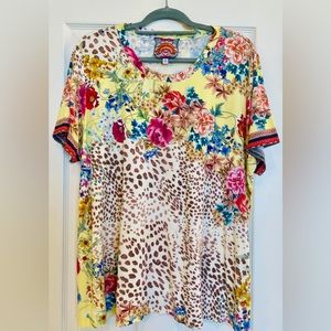 Johnny Was Wildflower Short Sleeve Crew Tee SZ XXL